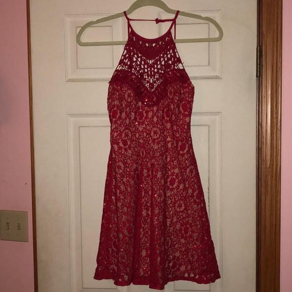 Red Lace and Sequin Dress - Picture 2 of 3